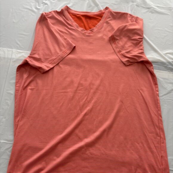 32 Degrees COOL Short Sleeve V-Neck Orange/White Size Medium EUC - Picture 4 of 9